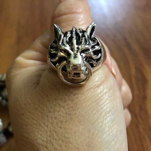 Stainless Steel Wolf Ring